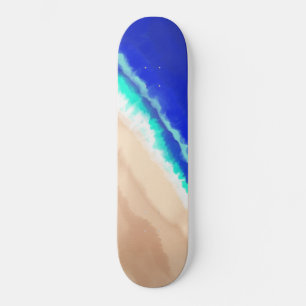 Skateboard Artsy Modern Blue Verde azulado Sandy Beach Waterc