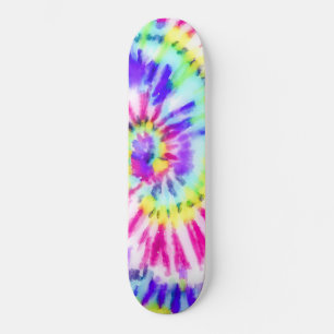 Skateboard Artsy Neon Rainbow Tie Dye Watercolor Pattern