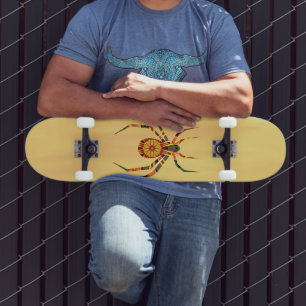 Skateboard Artsy Spider on Yellow Back Board Skate Deck