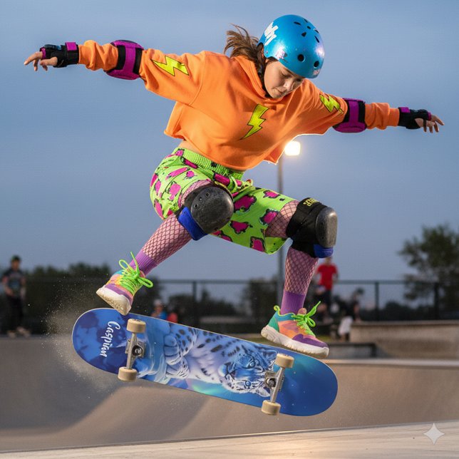Skateboard Asombroso leopardo de la nieve en el rock de monta (Snow Leopard on Snowy Mountain Outcropping Skateboard Cover Photo)