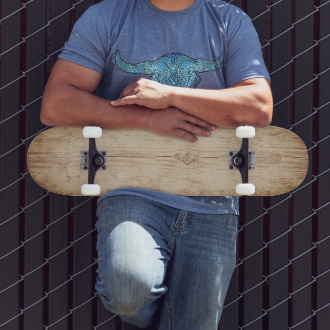 Skateboard Aspecto de madera rústica vintage unisex (Exterior 3)