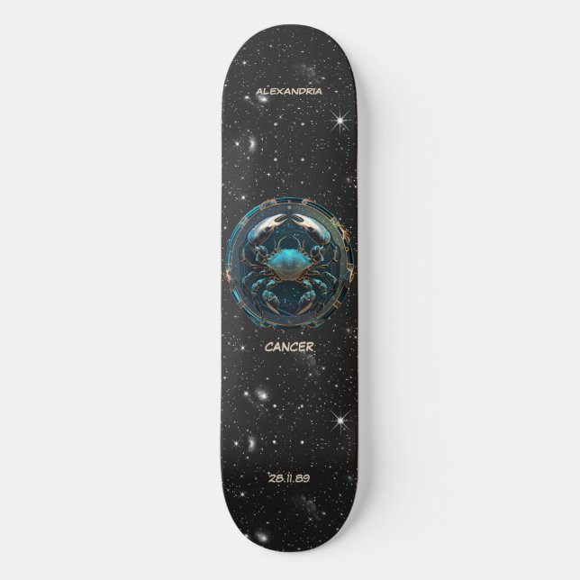 Skateboard Astrología Cáncer de Rótulo Zodiaco Personalizado (Anverso)