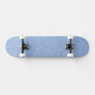 Skateboard Astrología Pastel Azul Blanco Estrellas Constelaci