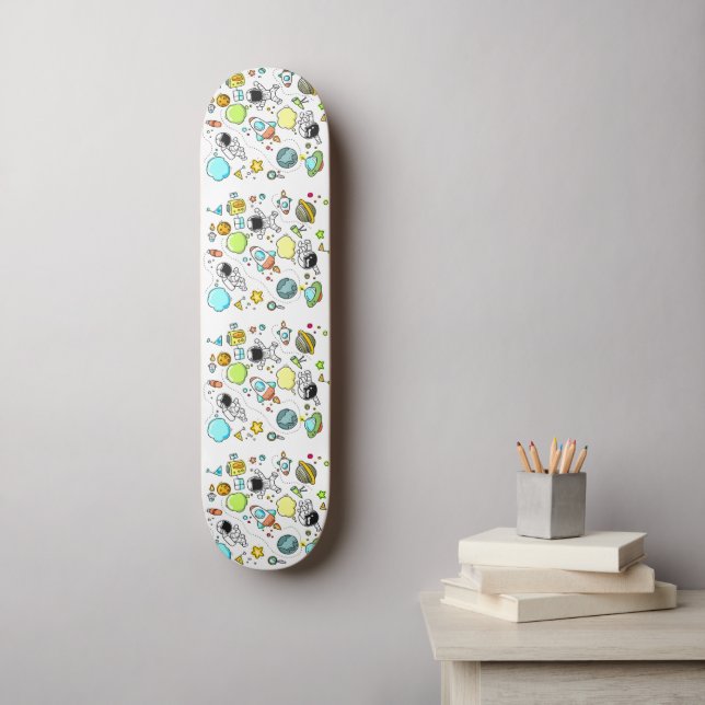 Skateboard Astronauta espacial genial y hermoso (Arte de la pared)