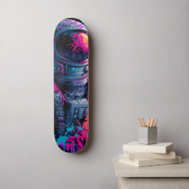 Skateboard Astronauta Neon Graffiti Art - Edición limitada