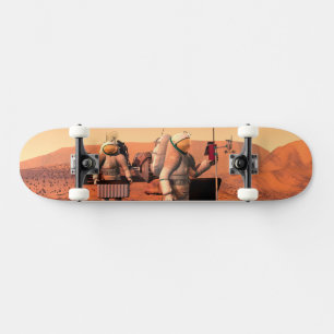 Skateboard Astronautas Instalando Equipo Meteorológico En Mar
