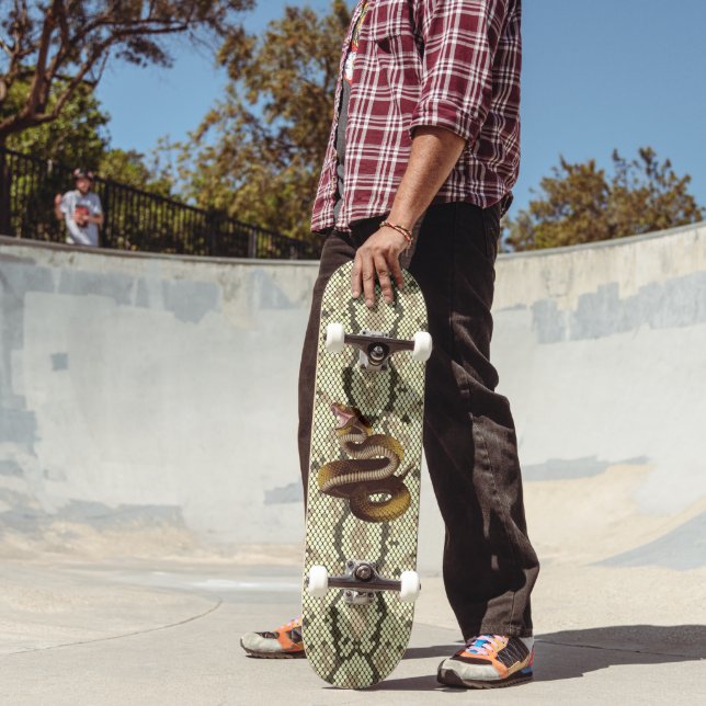 Skateboard Atacando a la serpiente de rattle en el falso rept (Exterior 2)