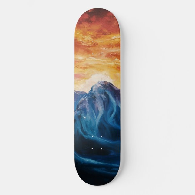 Skateboard Atardecer de montaña abstracto (Anverso)