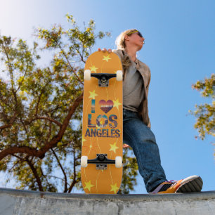 Skateboard Atardecer del horizonte de Los Ángeles y tipografí