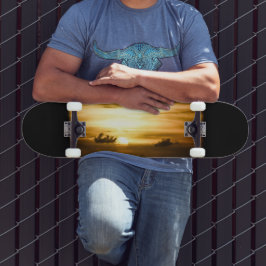 Skateboard Atardecer En El Océano Pacífico