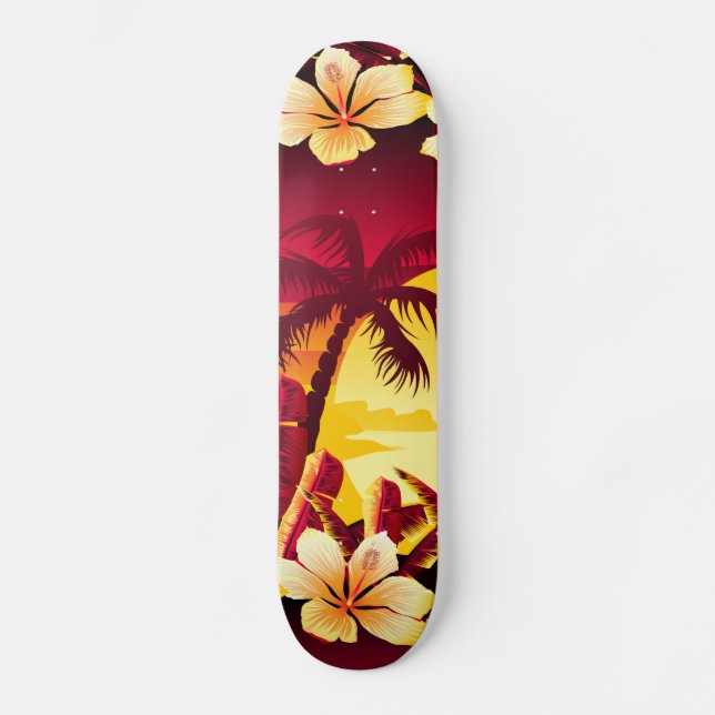 Skateboard Atardecer tropical con palmeras (Anverso)