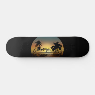 Skateboard Atardecer Tropical Estético Vibraciones de Playa d