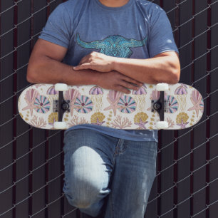 Skateboard Atlantismo Seashell Azul Púrpura Océano Rosa Náuti