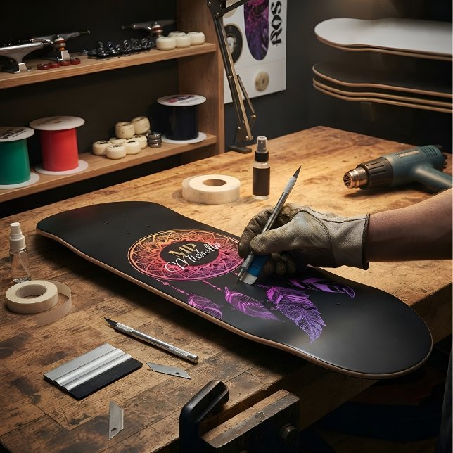 Skateboard Atrapasueños Boho Rosa y Morado del Atardecer con  (Subido por el creador)