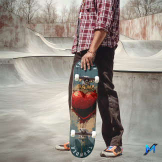 Skateboard Audaz arte pop Corazón y efectos cómicos, graffiti