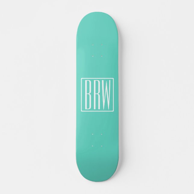 Skateboard Audaz Monograma Moderno 3 Iniciales | Blanco En Aq (Anverso )