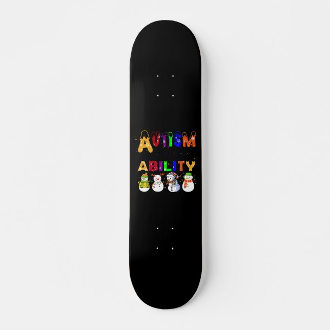 Skateboard Autismo habilidad Snowman conciencia de autismo (Anverso )