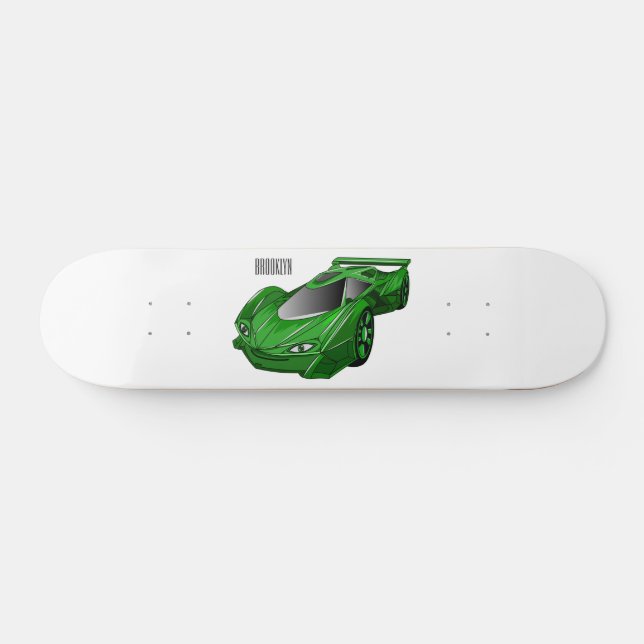 Skateboard Autobús deportivo verde con ilustracion aéreo (Horz)
