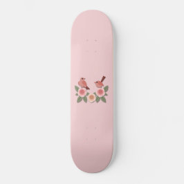 Skateboard Aves amorosas rosas y Rosas floridos