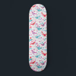 Skateboard Aves en un jardín moderno color de agua de Boho<br><div class="desc">Moderna pintura acuática Boho de pájaros en un jardín de flores silvestres verde azuladas,  rosas y naranjas.</div>