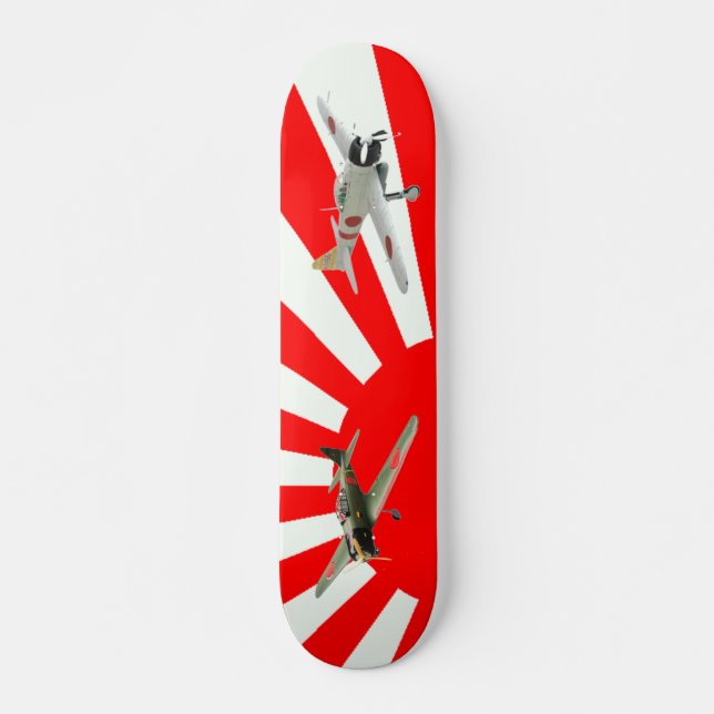 Skateboard Aviones de combate japoneses con la bandera (Anverso )