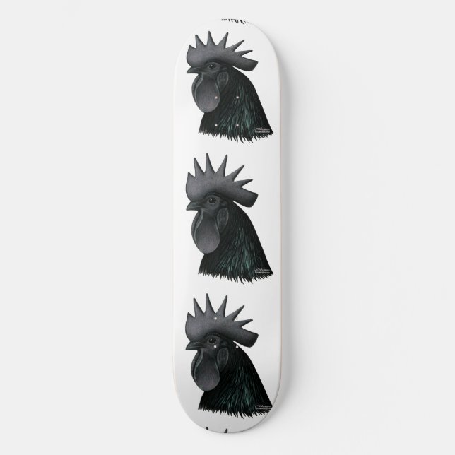 Skateboard Ayam Cemani Rooster Head (Anverso)
