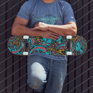Skateboard Azteca Axolotl Xolotl Patrón Tribal mitología boho