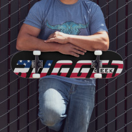 Skateboard azul blanco rojo RUGGGED GEEK bandera de EE. UU.