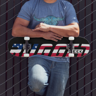 Skateboard azul blanco rojo RUGGGED GEEK bandera de EE. UU.