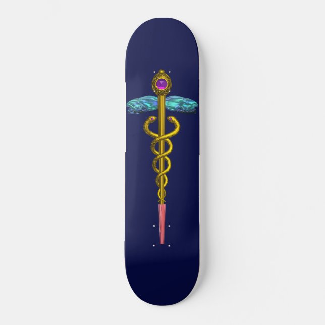 Skateboard Azul CADUCER DE ORO (Anverso)