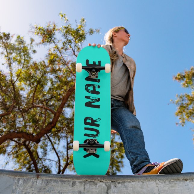 Skateboard Azul cielo neón fluorescente (Exterior 1)