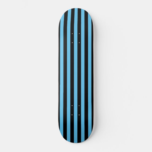Skateboard Azul cielo y rayas verticales negras (Anverso)