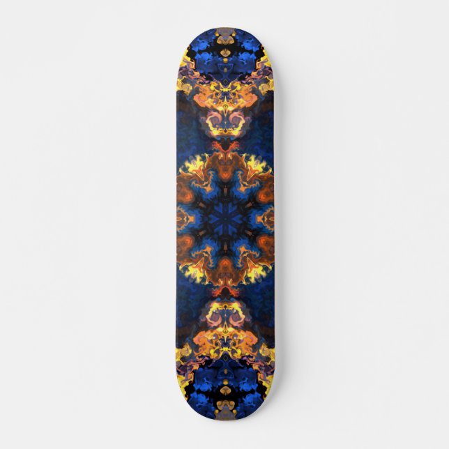Skateboard Azul hippie y amarillo psicodélico (Anverso )