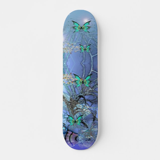 Skateboard Azul mariposa de patines (Anverso )