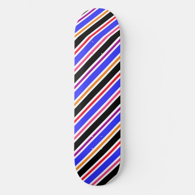 Skateboard Azul Negro Multicolor Colores Rayas (Anverso)