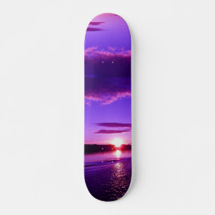 Skateboard azul ruso de atardecer