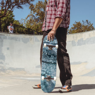 Skateboard Azul Teal Oceánico Brillo Glam 1