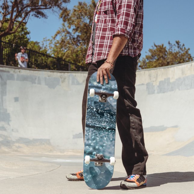 Skateboard Azul Teal Oceánico Brillo Glam 1 (Exterior 2)