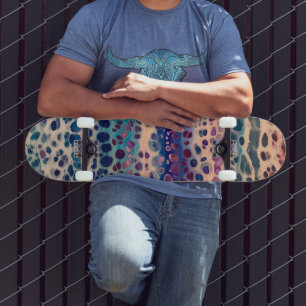 Skateboard Azul Verde azulado Lilac Blanco Acrílico Abstracto