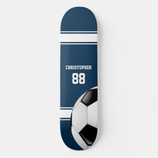 Skateboard Azul y blanco raya el balón de fútbol del jersey
