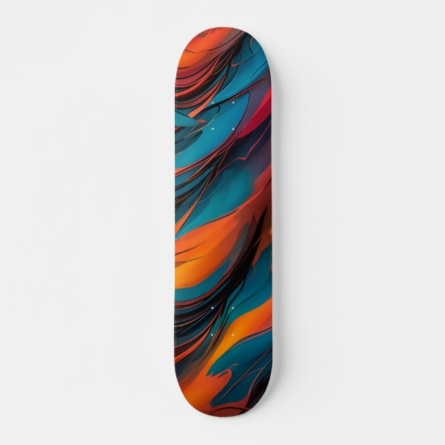 Skateboard azul y negro naranja (Anverso )
