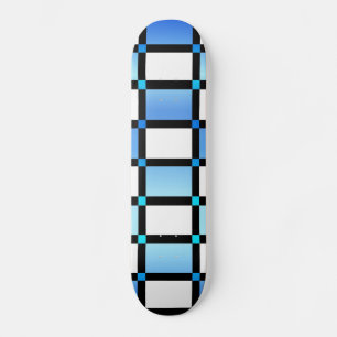 Skateboard Baldosas Modernas Cuadradas Azul Y Negro