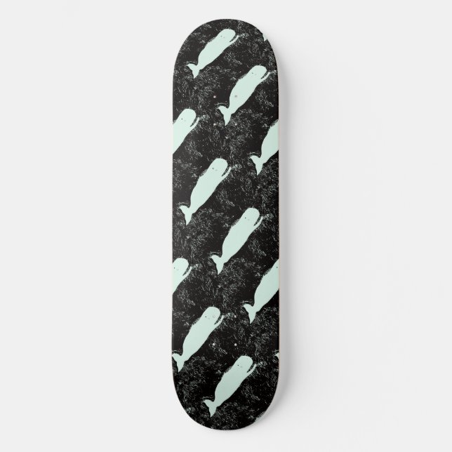 Skateboard Ballenas blancas negro Thunder_Cove (Anverso)