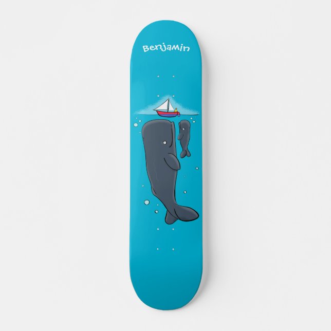Skateboard Ballenas cortas y ilustracion personalizado de vel (Anverso )