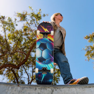 Skateboard Balón de fútbol eléctrico futurista relámpago