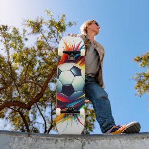 Skateboard Balón de fútbol futurista abstracto