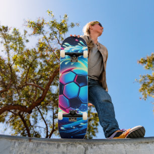 Skateboard Balón de fútbol futurista de olas de océano