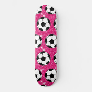 Skateboard Balón de Fútbol Rosa Escarcha Brillante Jugador De