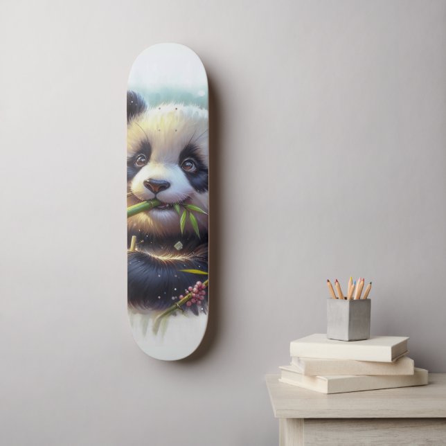 Skateboard Bambú de oso panda adorable (Arte de la pared)