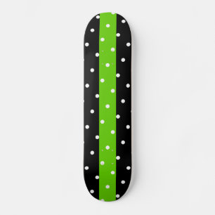 Skateboard Banda De Lime Brillante Y Brillante En Puntos Blan